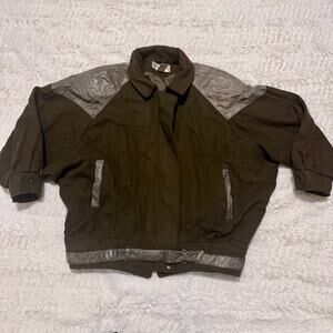 Vintage David Benjamin Collection Wool Coat Jacket Leather Trim Dolman Batwing